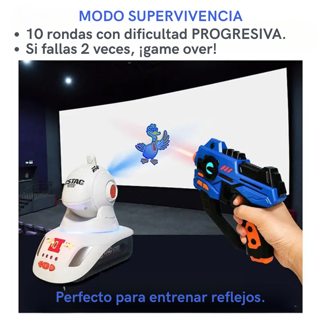 PROYECTOR DE BATALLA LÁSER PARA TODA LA FAMILIA - INCLUYE 2 PISTOLAS Y 3 ESCENARIOS DISTINTOS | 55% de Descuento hasta el 30 de Septiembre