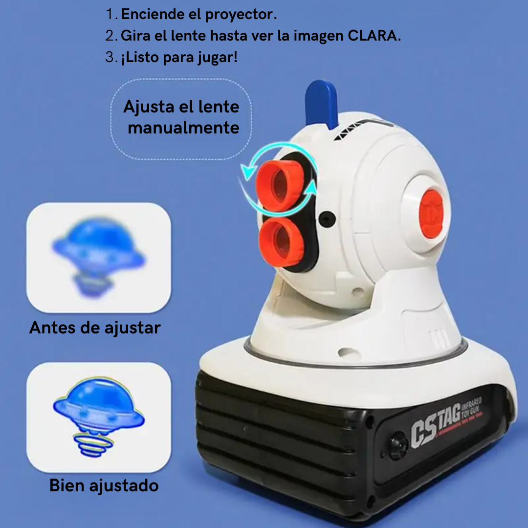 PROYECTOR DE BATALLA LÁSER PARA TODA LA FAMILIA - INCLUYE 2 PISTOLAS Y 3 ESCENARIOS DISTINTOS | 55% de Descuento hasta el 30 de Septiembre