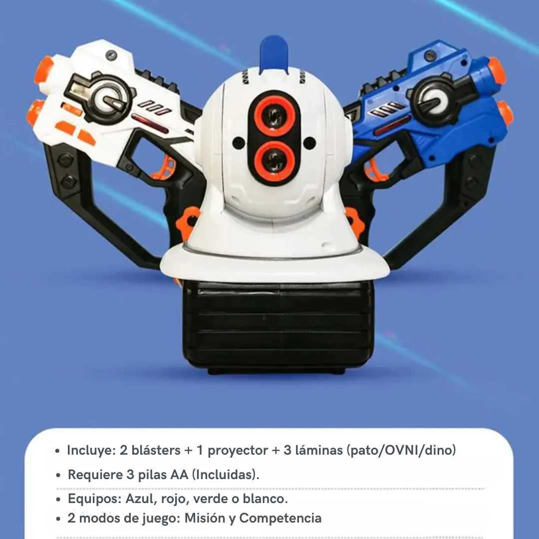 PROYECTOR DE BATALLA LÁSER PARA TODA LA FAMILIA - INCLUYE 2 PISTOLAS Y 3 ESCENARIOS DISTINTOS | 55% de Descuento hasta el 30 de Septiembre