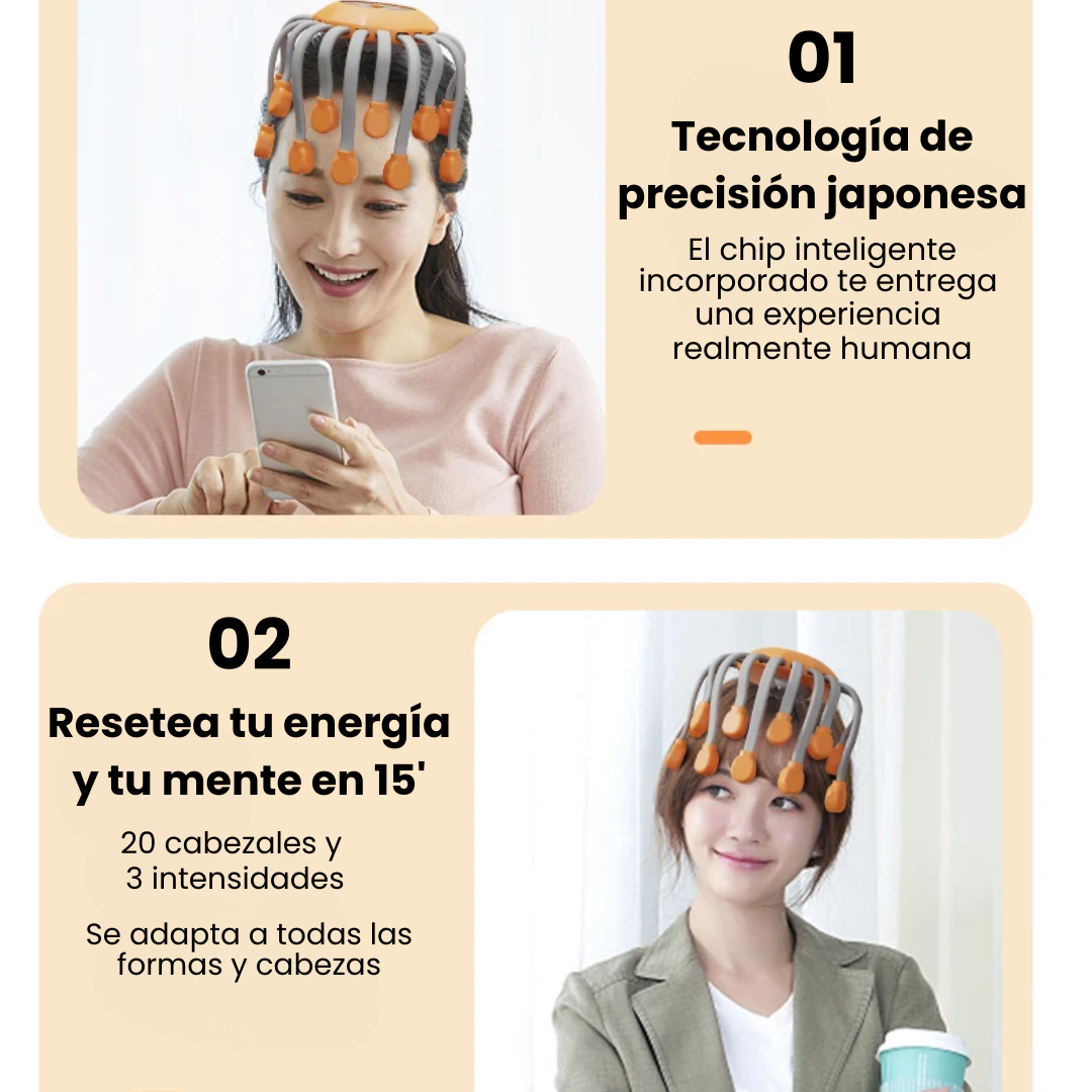 RelaxCap Pro™ - Masajeador de Cabeza Inteligente Original | 55% de Descuento Solo hasta el 30 de Septiembre